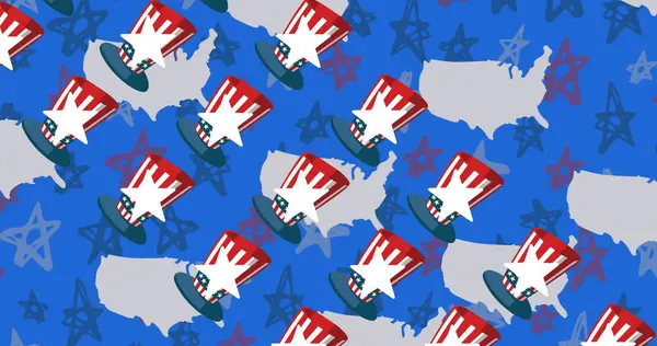 Immagine Cappelli Colori Bandiera Degli Stati Uniti Mappe Degli Stati — Foto Stock