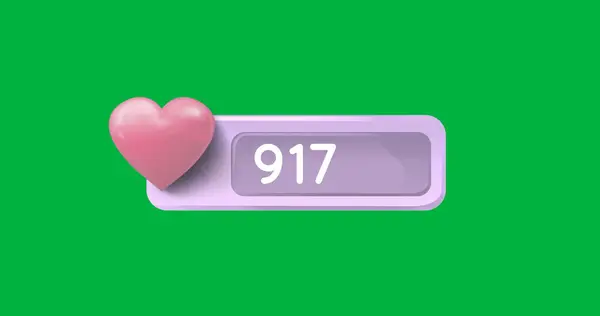 Digital Image Pink Heart Icon Numbers Increasing Grey Box Green — Stock Photo, Image