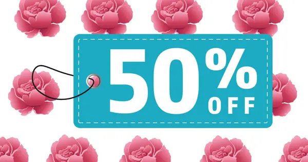 Image Percent Text Flowers White Background Retro Sales Retails Savings — Stock Photo, Image
