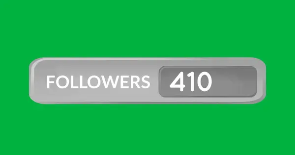 Digital Image Grey Follower Button Numbers Increasing Green Background — Stock Photo, Image