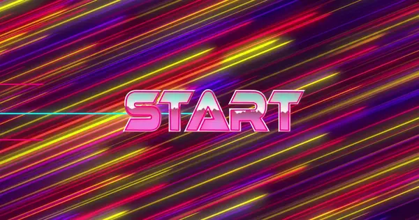 Image Start Text Neon Banner Colorful Light Trails Seamless Pattern — Stock Photo, Image