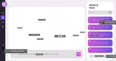 ai chat 'te medya simgelerinin canlandırılması. Sosyal medya ve dijital arayüz konsepti dijital olarak oluşturulmuş video.