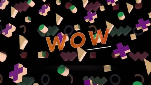 Animation Texte Wow Sur Des Formes Colorées Mouvement Médias Sociaux — Video