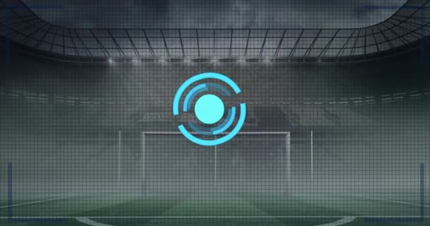 Анімація Енергетичної Панелі Сканування Масштабів Над Стадіоном Концепція Спортивного Цифрового — стокове відео