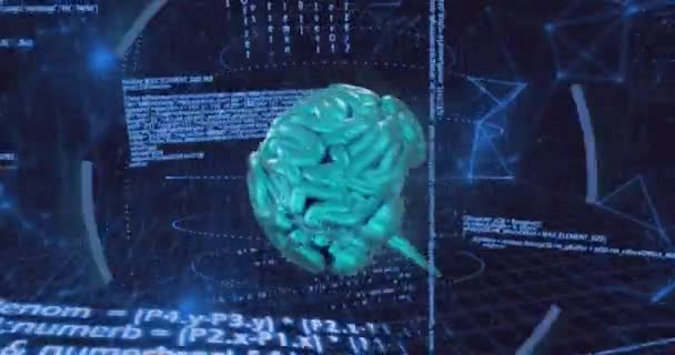 Animation Cerveau Numérique Sur Traitement Des Données Concept Interface Technologique — Video