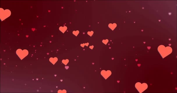 红色背景下的红心动画 数字视频的形状 运动和背景概念 — 图库视频影像