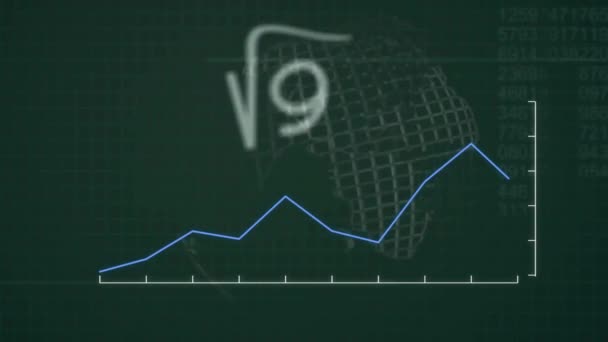 Animatie Van Wiskundige Formules Gegevensverwerking Hele Wereld Donkere Achtergrond Wereldwijd — Stockvideo