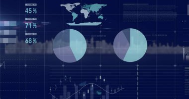 Şehir manzarası üzerinde finansal veri işleme resmi. küresel iş, bağlantılar, dijital arayüz ve teknoloji konsepti dijital olarak oluşturulmuş görüntü.
