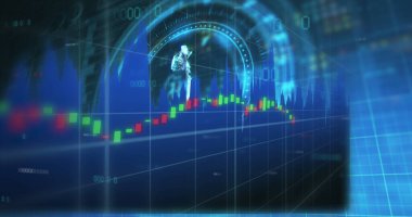 Siyah arka planda Avro sembollü tarama kapsamındaki finansal veri işleme resmi. Küresel finansman, bilgisayar ve dijital arayüz kavramı dijital olarak oluşturulmuş görüntü.