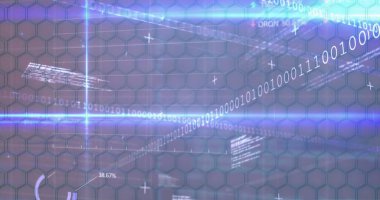 Veri işleme üzerindeki şekillerin ve beyaz arkaplandaki ışık izlerinin resmi. Küresel teknoloji, bilgisayar ve dijital arayüz kavramı dijital olarak oluşturulmuş görüntü.