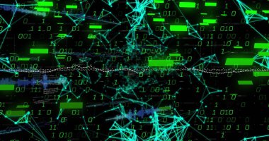 Şekiller üzerinde veri işleme resmi. Küresel iş ve dijital arayüz kavramı dijital olarak oluşturulmuş görüntü.