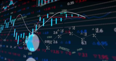 Sayılar, grafikler ve finansal veriler dijital ekranda. Küresel finans, ekonomi, veri işleme ve teknoloji konsepti dijital olarak oluşturulmuş görüntü.