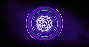 Dünya çapında tarama ve veri işleme görüntüsü. Küresel bilgisayar veri işleme ve dijital arayüz konsepti dijital olarak oluşturulmuş resim. 