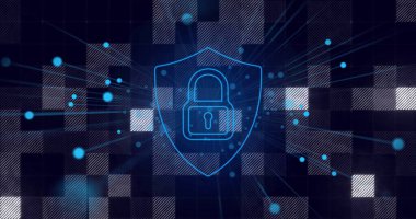 Siyah arkaplanda asma kilit resmi. küresel iş, finans ve dijital arayüz kavramı dijital olarak oluşturulmuş görüntü.