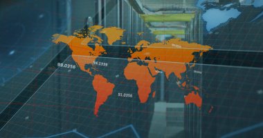 Kaleydoskopik ve kırmızı arkaplan üzerindeki dünya bağlantılarının görüntüsü. Küresel finans ekonomisi ve teknoloji kavramı dijital olarak oluşturulmuş görüntü.