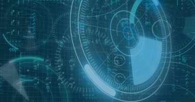 Koyu arkaplan üzerinde dijital arayüz resmi. Küresel iş, finans, veri işleme ve dijital arayüz kavramı dijital olarak oluşturuldu.