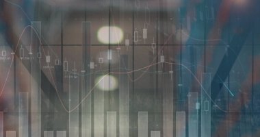 Finansal veri işleme görüntüsü odak ışıklarının dışında. küresel iş, veri işleme, dijital arayüz, teknoloji konsepti dijital olarak oluşturulmuş görüntü.