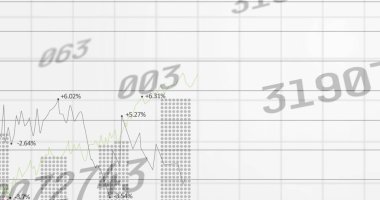 Değişen sayıların resmi ve ızgara üzerinde işlenen istatistikler. dijital arayüz küresel bağlantı ve dijital olarak oluşturulan iletişim konsepti.