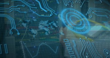 Küre ve bağlantı ağlı metin görüntüsü. Dijital arayüz teknolojisi ve ağ konsepti dijital olarak oluşturuldu.