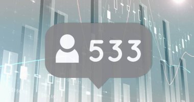 İstatistik ve veri işleme üzerinde değişen sayıların resmi. küresel sosyal medya, bağlantılar, dijital arayüz, teknoloji ve ağ konsepti dijital olarak oluşturuldu.