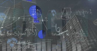 Şehir manzarası üzerinde veri işleme resmi. Küresel spor dijital arayüzü teknolojisi ve dijital olarak oluşturulan ağ konsepti.