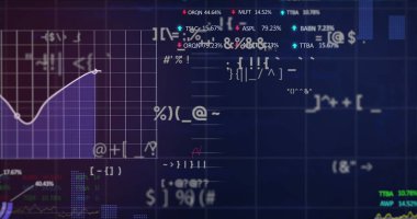 Finansal veri işleme resmi. Küresel iş, finans, bilgisayar ve veri işleme kavramı dijital olarak oluşturulmuş görüntü.