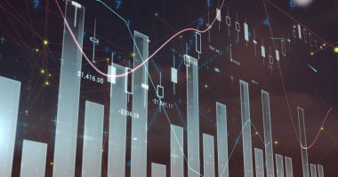 Manzara üzerinde veri işleme resmi. Küresel iş dünyası dijital arayüz teknolojisi ve dijital olarak oluşturulan ağ konsepti.