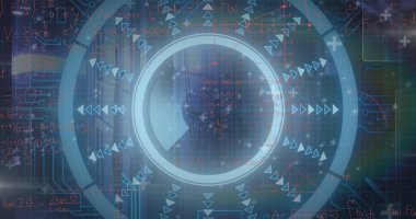 Sunucu odasında veri işleme resmi. küresel teknoloji ve dijital arayüz kavramı dijital olarak oluşturulmuş görüntü.