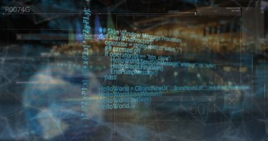 Şehir manzarası üzerinde finansal veri işleme resmi. küresel finansman, bilgisayar ve dijital arayüz kavramı dijital olarak oluşturulmuş görüntü.