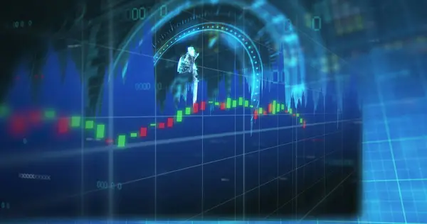 Bild Finansiell Databehandling Över Omfattning Skanning Med Eurosymbol Svart Bakgrund — Stockfoto