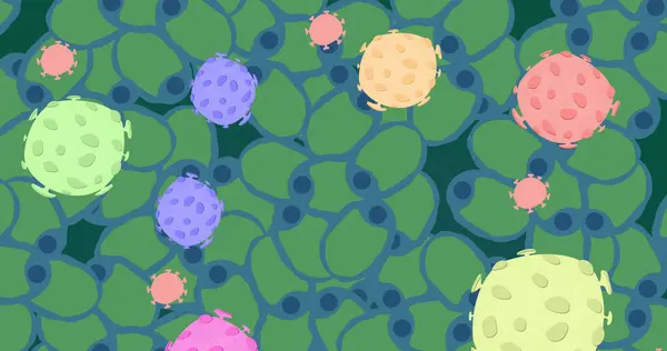 Image Colorful Viruses Green Cells Black Background Human Biology Anatomy — Stock Photo, Image