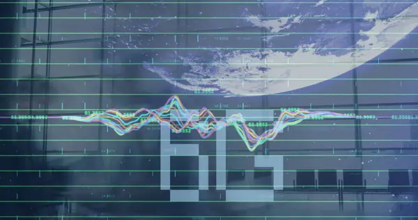 Bild Text Glob Och Finansiell Databehandling Globala Anslutningar Digitalt Gränssnitt — Stockfoto