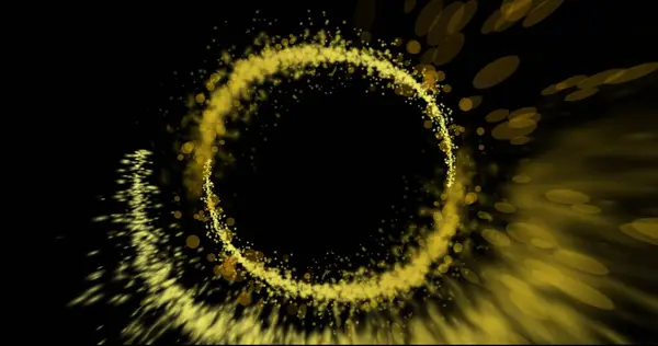 Afbeelding Van Geel Licht Paden Vlekken Vormen Cirkels Zwarte Achtergrond — Stockfoto