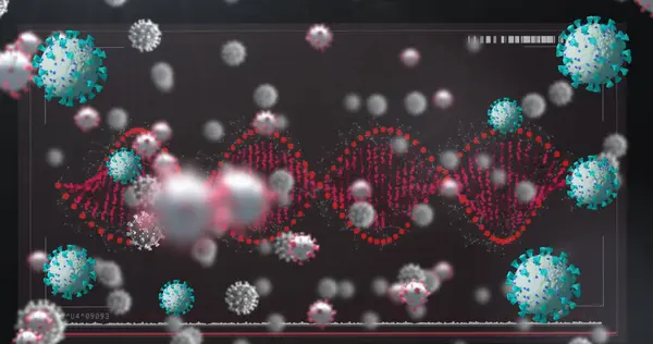 Image Virus Cells Dna Black Background Global Covid Pandemic Concept — Stock Photo, Image