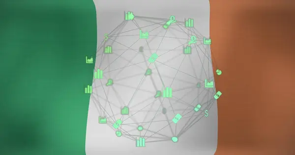 Beeld Van Gegevensverwerking Boven Vlag Van Ierland Vlaggen Van Wereld — Stockfoto