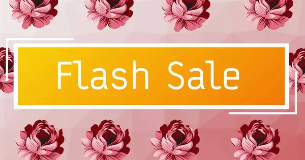 Imagine Text Vânzare Flash Peste Flori Fundal Roz Conceptul Vânzări — Fotografie, imagine de stoc