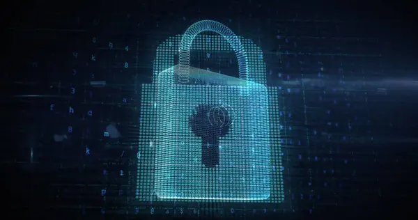 stock image Image of data processing over padlock. global business and digital interface concept digitally generated image.