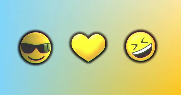 Image Interference Emoji Icons Blue Yellow Background Social Media Communication — Stock Photo, Image