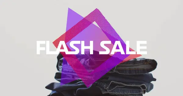 Image Flash Sale Text Denim Trousers White Background Sales Retail — Stock Photo, Image