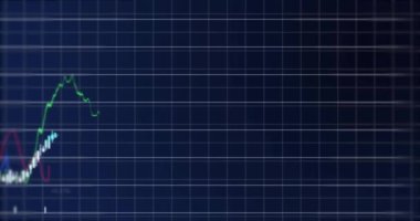 Siyah arkaplanda veri işleme üzerinde diyagramın animasyonu. Küresel teknoloji, sosyal medya ve dijital arayüz kavramı dijital olarak oluşturulmuş video.