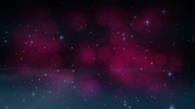 Siyah arkaplanda hareket eden yıldızların ve parlayan ışık izlerinin animasyonu. Renk, şekil, ışık ve hareket konsepti dijital olarak oluşturulmuş video.