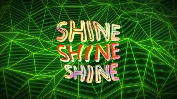 Animation Colourful Shine Text Distorting Glowing Green Network Moving Dark — Stock Video