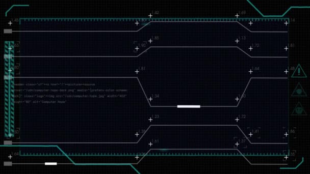 Анимация Обработки Данных Соединений Черном Фоне Технология Концепция Цифрового Интерфейса — стоковое видео