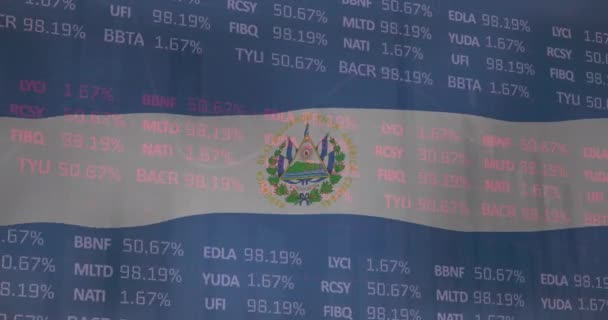 Κινούμενα Σχέδια Επεξεργασίας Χρηματοοικονομικών Δεδομένων Πάνω Από Σημαία Της Νικαράγουα — Αρχείο Βίντεο