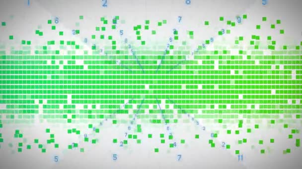 在白色背景上动画的数据处理和绿色形状 模式和数字接口概念数字生成的视频 — 图库视频影像