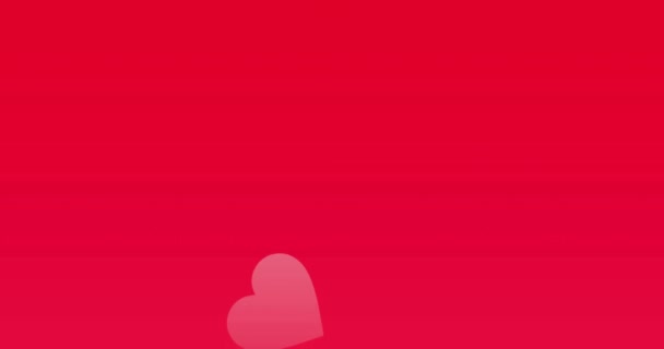 Animace Růžových Srdcí Množí Stoupá Nad Červené Pozadí Láska Valentýn — Stock video