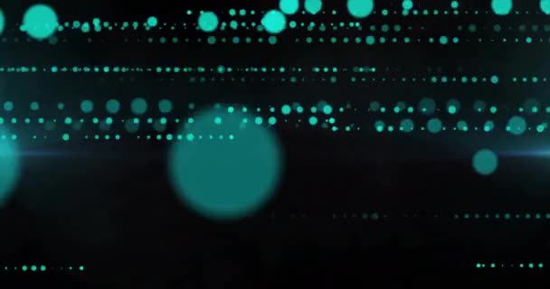 Animation Lignes Lumineuses Horizontales Pixels Bleus Interférence Sur Fond Noir — Video