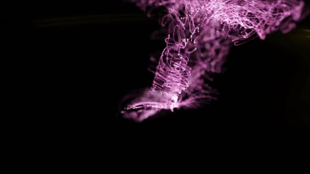 Анимирование Перламутровой Розовой Энергетической Волны Движущейся Черном Фоне Коннекция Обработка — стоковое видео