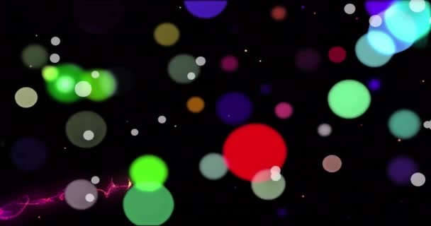 Анімація Сяючих Світлових Плям Рухаються Над Чорним Тлом Концепція Кольору — стокове відео
