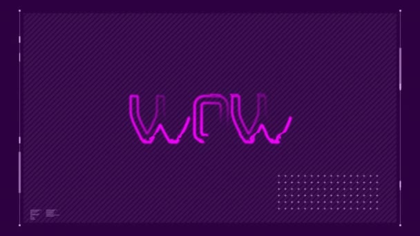 Animación Wow Texto Pantalla Digital Sobre Fondo Púrpura Tecnología Interfaz — Vídeo de stock